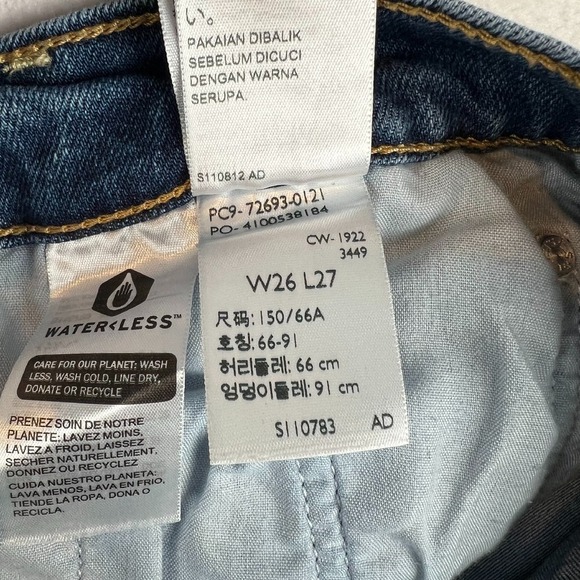 Levis Straight Leg Jeans High Rise Button Fly Dark Wash Denim‎ 26x27 - Picture 11 of 12